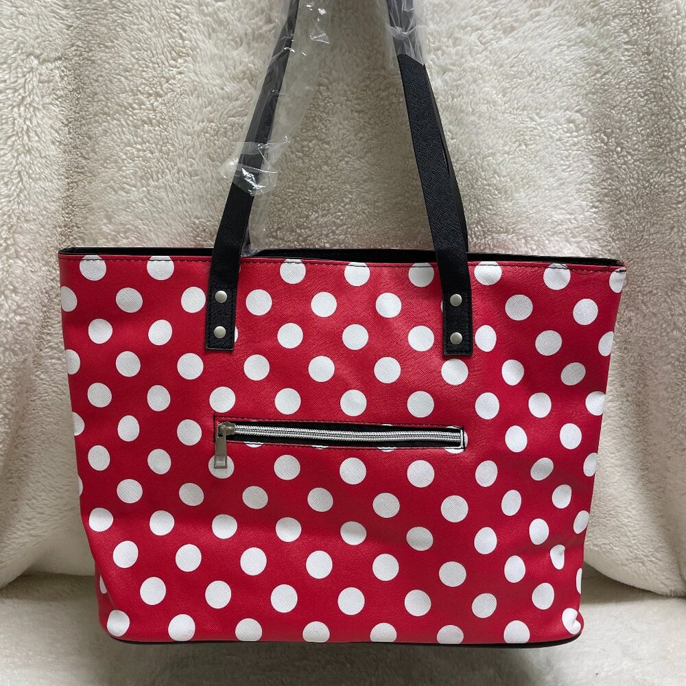 New Disney Inspired Red w/White Poka dots Black Straps Tote Bag